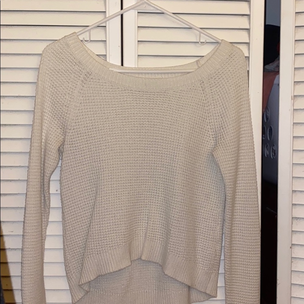 Waffle, cropped cream color sweater